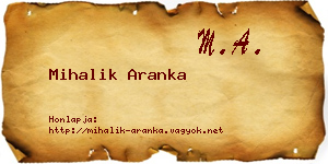 Mihalik Aranka névjegykártya